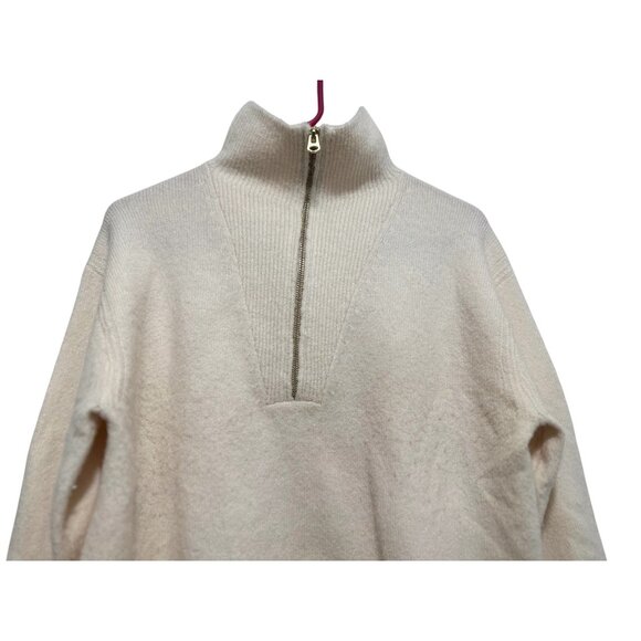 J.Crew Merino Wool Alpaca Funnel Neck Sweater Womens Small Cream Fleece Preppy - Picture 6 of 12